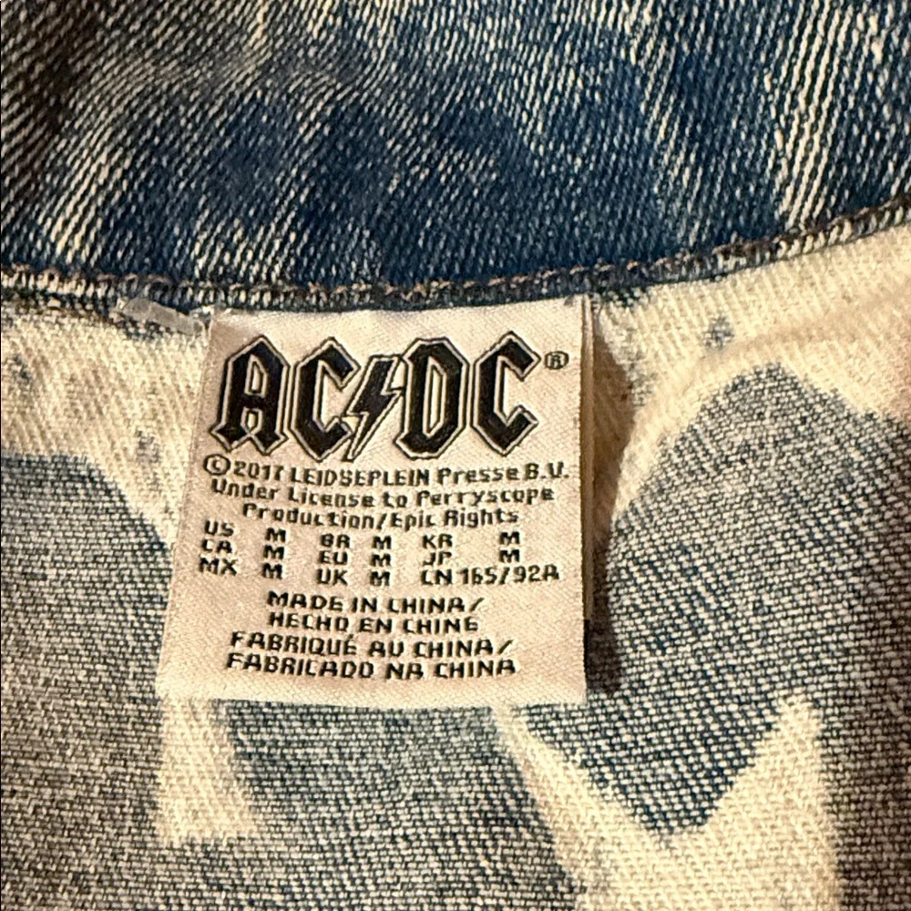 Medium AC/DC Denim Jacket with Corset back and Embroidered Patch - Picture 3 of 4